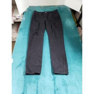 Jeans Size 12 Womens Black Pants Stretch Denim Dark Distressed Mid Rise Straight